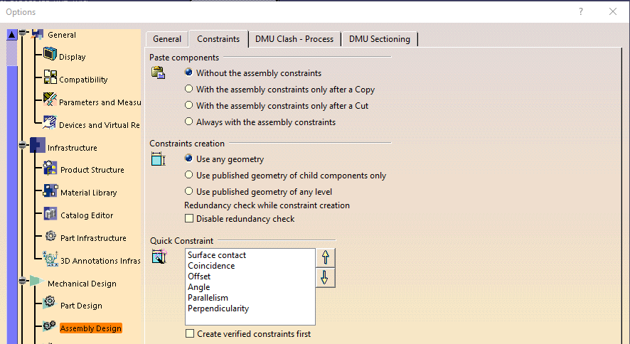 assembly constraints