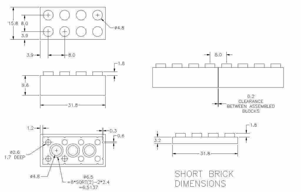 Lego discount block dimensions